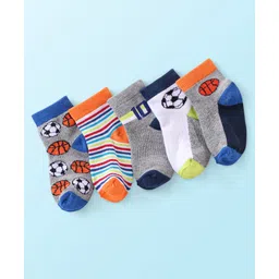 Cute Walk by Babyhug Anti Bacterial Ankle Length Socks Ball Design Pack Of 5 - Multicolour-image-12