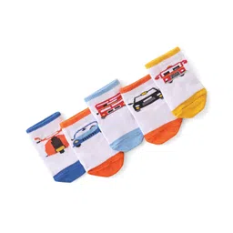 Cute Walk by Babyhug Anti Bacterial Ankle Length Socks Car Design Pack Of 5 - Multicolour-image-7