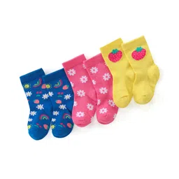 Cute Walk by Babyhug Anti Bacterial Ankle Length Socks Floral Design Pack Of 3 - Multicolour-image-45