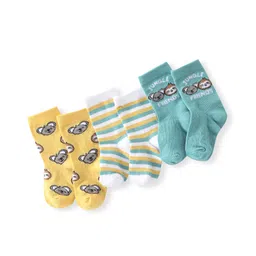 Cute Walk by Babyhug Anti Bacterial Ankle Length Socks Koala Design Pack Of 3 - Multicolour-image-20