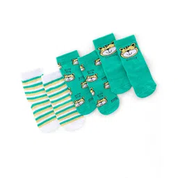 Cute Walk by Babyhug Anti Bacterial Ankle Length Socks Tiger Design Pack Of 3 - Green-image-41