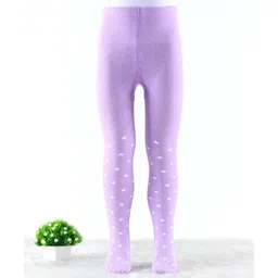 Cute Walk by Babyhug Antibacterial Footie Tights with Star Design - Lavender-image-24