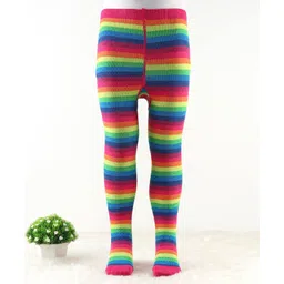 Cute Walk by Babyhug Antibacterial Footie Tights with Striped Design - Pink-picture-15