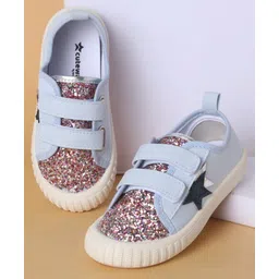 Cute Walk by Babyhug Casual Shoes with Velcro Closure Star & Glitter Print - Light Blue-picture-12