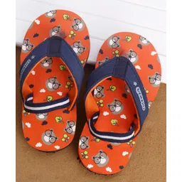 Cute Walk by Babyhug Casual Slip On Flip Flops with Back Strap Beaver Print - Dark Orange-image-6