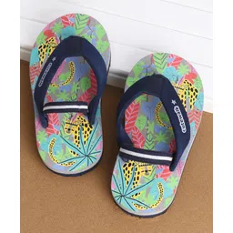 Cute Walk by Babyhug Casual Slip On Flip Flops with Jungle Print - Blue-image-4