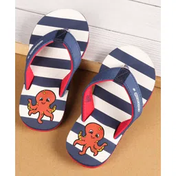 Cute Walk by Babyhug Casual Slip On Flip Flops with Striped & Octopus Print  - Blue-image-5
