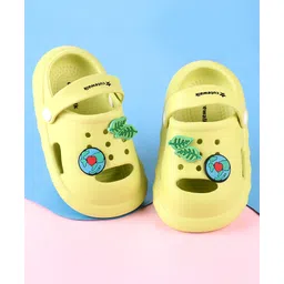 Cute Walk by Babyhug Clogs with Leaves Applique & Back Strap - Lime Green-picture-24