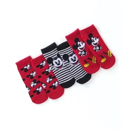 cute walk by babyhug Cute Walk Disney by Babyhug Cotton Knit Ankle Length Anti Bacterial Socks Stripes & Mickey Mouse Design Pack of 3 - Red Black & Grey-picture-15