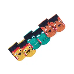 cute walk by babyhug Cutewalk By Babyhug Anti Bacterial Ankle Length Animal Design Socks Pack of 3 - Red Yellow & Green-picture-17