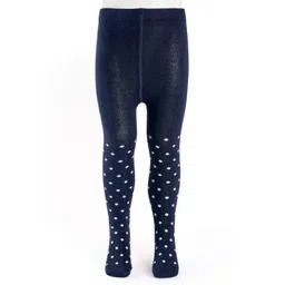 cute walk by babyhug Cutewalk by Babyhug Anti Bacterial Footed Tights With Polka Dots - Navy Blue-picture-11