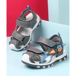 Cute Walk by Babyhug Double Velcro Closure Camo Printed Sandals - Grey-picture-21