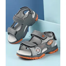 Cute Walk by Babyhug Double Velcro Closure Star Printed Sandals - Grey-picture-20