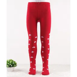 Cute Walk by Babyhug Knit Antibacterial Footed Tights Bow Design - Red-picture-13