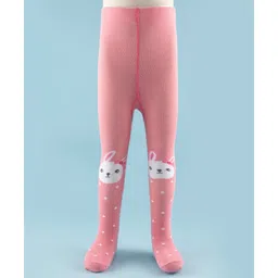 Cute Walk by Babyhug Knit Antibacterial Footed Tights with Bunny Design - Pink-picture-19