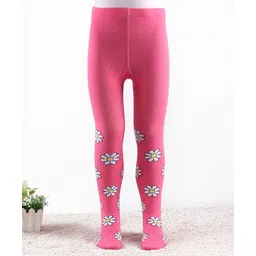 Cute Walk by Babyhug Knitted Antibacterial Footed Tights Floral Design - Pink-image-14