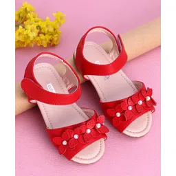 Cute Walk by Babyhug Sandals Floral Appliques - Red-picture-19