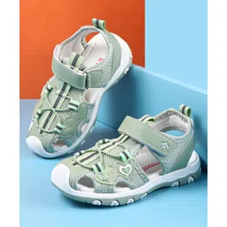 Cute Walk by Babyhug Sandals with Heart Applique & Velcro Closure - Green-picture-37