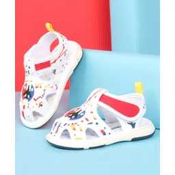 Cute Walk by Babyhug Sandals With Velcro Closure Air Plane Badge- White-picture-13