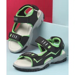 Cute Walk by Babyhug Sandals with Velcro Closure - Black & Green-picture-18