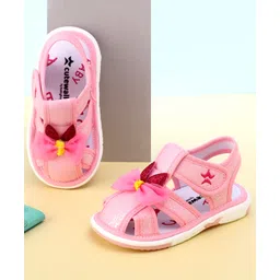 Cute Walk by Babyhug Sandals with Velcro Closure Bow Applique - Pink-picture-25