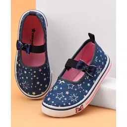 Cute Walk by Babyhug Slip On Casual Shoes With Bow Applique & Floral Print- Navy Blue-picture-18