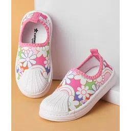Cute Walk by Babyhug Slip On Casual Shoes with Floral Design - Pink & White-picture-23