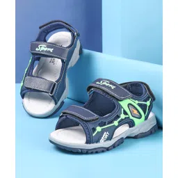 Cute Walk by Babyhug Slip On Sandals with Sports Print & Velcro Closure - Blue-picture-19