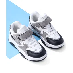 Cute Walk by Babyhug Sneaker with Lace Up & Velcro Closure - White & Black-picture-24