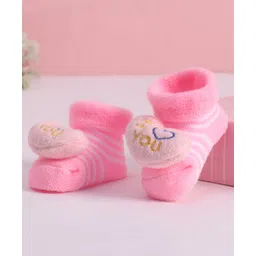 Cute Walk by Babyhug Socks With Heart Applique - Pink-picture-25