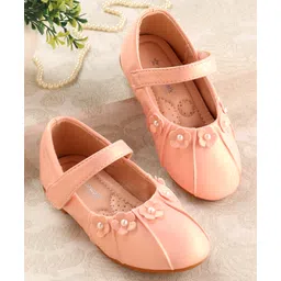 Cute Walk by Babyhug Velcro Closure Ballerina with Floral & Pearl Applique - Pink-picture-11