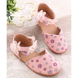 Cute Walk by Babyhug Velcro Closure Ballerina with Floral Applique - Pink-picture-27