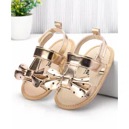 Cute Walk by Babyhug Velcro Closure Booties Bow Applique - Golden-picture-15