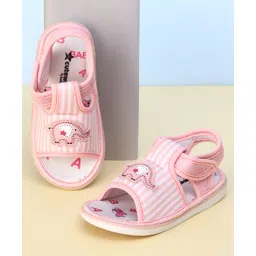 Cute Walk by Babyhug Velcro Closure Musical Sandals with Elephant Applique - Pink-picture-14