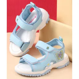 Cute Walk by Babyhug Velcro Closure Sandals with Butterfly Applique - Blue-picture-36