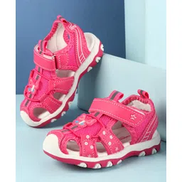 Cute Walk by Babyhug Velcro Closure Sandals with Butterfly Applique - Dark Pink-picture-18