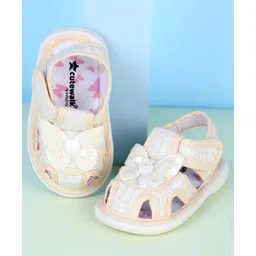 Cute Walk by Babyhug Velcro Closure Sandals With Butterfly Applique - Golden-picture-29
