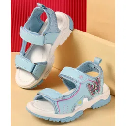 Cute Walk by Babyhug Velcro Closure Sandals With Butterfly Applique - Light Blue-picture-32