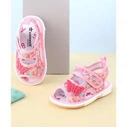 Cute Walk by Babyhug Velcro Closure Sandals with Butterfly Applique  - Pink-picture-15