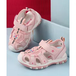 Cute Walk by Babyhug Velcro Closure Sandals with Butterfly Applique - Pink-picture-34