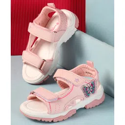 Cute Walk by Babyhug Velcro Closure Sandals With Butterfly Applique - Pink-picture-39