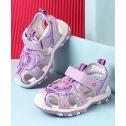 Cute Walk by Babyhug Velcro Closure Sandals with Butterfly Applique - Purple-picture-38
