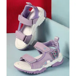 Cute Walk by Babyhug Velcro Closure Sandals With Butterfly Applique - Purple-picture-33
