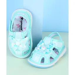 Cute Walk by Babyhug Velcro Closure Sandals With Butterfly Applique - Sea Green-picture-26