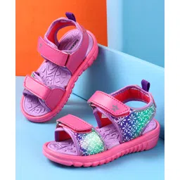 Cute Walk by Babyhug Velcro Closure Sandals with Floral Print - Dark Pink-picture-10