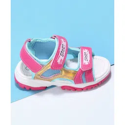 Cute Walk by Babyhug Velcro Sandals Sport Print - Peach image 4