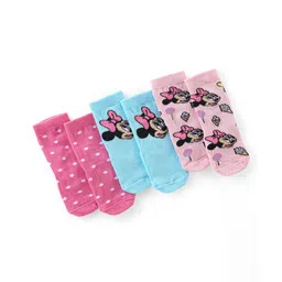 Cute Walk by Babyhug Disney   Anti-Bacterial Ankle Length Socks Minnie Mouse & Polka Dot Graphics Pack of 3- Pink & Blue-picture-34