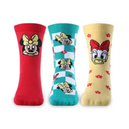 Cute Walk by Babyhug Disney   Cotton Blend Knit  Anti-Bacterial Ankle Length Socks Minnie Mouse Family Graphics Pack of 3 - Multicolour image 3