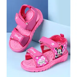 Cute Walk by Babyhug Disney Velcro Closure Sandals with Minnie Mouse Print - Dark Pink-picture-13