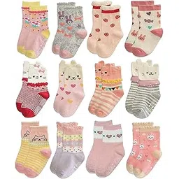 cuteably Baby's Regular Cotton, Polyester, Elastane Socks (Pack Of 6)-picture-11